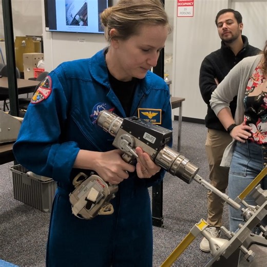 Rebecca Lawler on Instagram: "THIS IS NOT A DRILL! I REPEAT, THIS IS NOT A DRILL. It’s a Pistol Grip Tool. 🔧 In this video, I’m learning how to use the Pistol Grip Tool (not a drill), a critical piece of equipment for maintenance tasks on the International Space Station during spacewalks, also known as Extra-Vehicular Activities (EVAs). Efficient tool and tether management are a fundamental part of EVAs and therefore taught extensively in astronaut candidate training. Later this month, I’ll sui