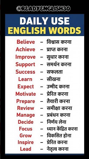Daily Use English Words with Hindi Meaning | Improve English Vocabulary Fast