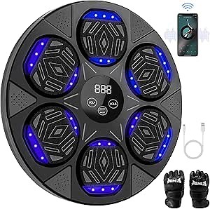 2025 Upgrade Music Boxing Machine for Kids Adult, Bluetooth Smart Boxing Traineing Machine with Boxing Gloves, Boxing Workout Equipment Target for Home, Office, Gym