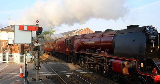 Historic steam train passing through Cornwall