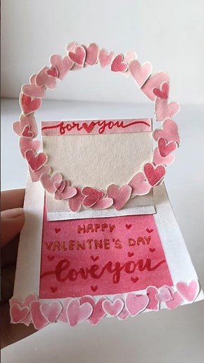 Aesthetic Valentine Card DIY 💕 | Easy Handmade Paper Valentine Gift | Heart Wreath Card #diy #shorts