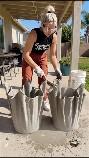 DIY Concrete Towel Planters Transformation​