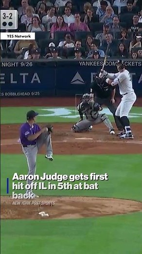 Aaron Judge's first hit since coming off the IL is a line drive single in 5th at bat #shorts