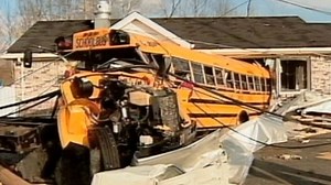 Tornado throws school bus in air