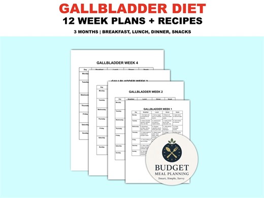 Gallbladder Diet Meal Plan, Simple Low Carb Recipes, Easy Food Shopping Lists - Etsy