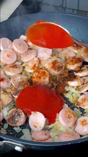 #shorts Быстрый ужин с макаронами и сосисками за 15 минут 😋