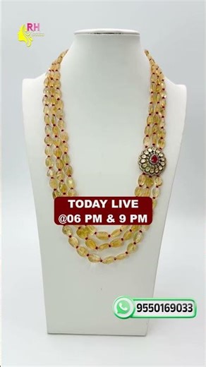 Citrine Beads with Silver Pendant | Beautiful Necklace at Lowest Price