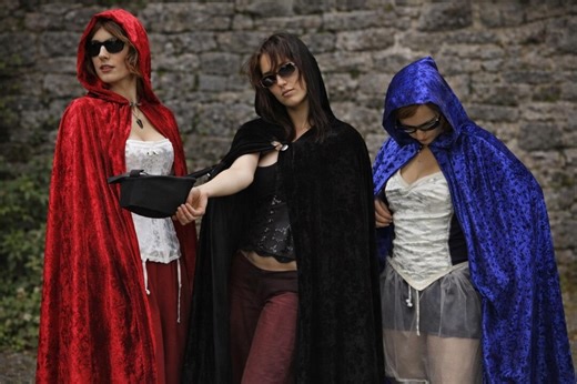 The VM Long Crushed Velvet Hooded Cloak - Steampunk Gothic Velvet Cape, Witch Cloak With Hood, Renaissance Faire Fantasy LARP Wizard Cloak - Etsy