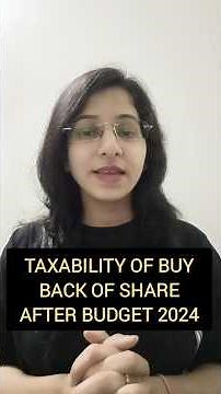 Tax on Buy Back of Share after budget 2024| New Rules| #tax#amendment#cadeepikajain