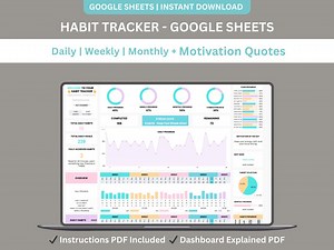 Habit Tracker Google Sheets Daily Weekly Monthly Motivation Template Light Mode Productivity Spreadsheet - Etsy Canada