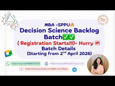 Decision Science Backlog Batch Details (No crash course, Registration Compulsory, Limited Admission)