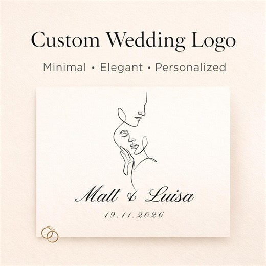 Minimal Wedding Logo, Custom Couple Monogram, Elegant Line Art Logo, Bridal Branding, Personalized Design - Etsy