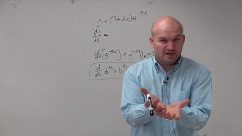 How to find the derivative with exponential functions base 5