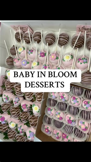 Gorgeous set of floral themed desserts for a “baby in bloom” shower! 🌸🌼💐 • 2 dozen chocolate covered strawberries • 2 dozen truffles (Oreo & cookie dough) • 2 dozen chocolate cake pops All the flower decorations are made from chocolate & the leaves were individually hand piped. 👩‍🍳 The milk chocolate treats were dusted with an edible rose gold glitter. ✨ . . . #homebasedbusiness #smallbusiness #treatmaker #northwestindiana #homebaker #babyshower #babyshowertreats #babyisblooming #milkchocol