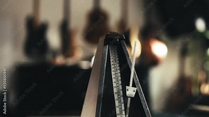 Mechanical metronome for music rhythm and tact measuringworking with sound. Classical tool for musicians and song creators