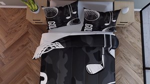 Golf Print Sherpa Camo Blanket - Kids Boys Teens Camouflage Throw Blanket, Golf Balls Gaming Plush Throw for Chair, Sports Themed Fleece Blanket