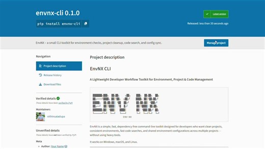 Introducing EnvNX: A CLI Tool for Python Developers | Nithin Sai Adupa posted on the topic | LinkedIn