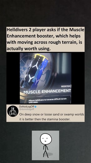 Helldivers 2 player asks if the Muscle Enhancement booster is useful #helldivers2
