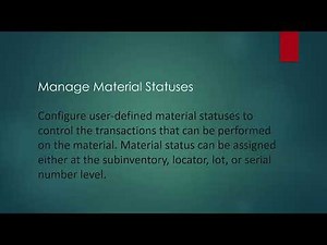 Manage Material Statuses