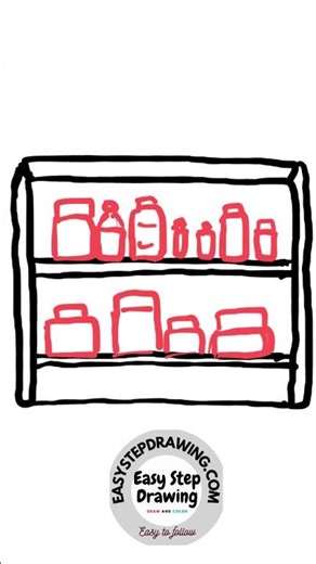 How to draw Kitchen Shelf easy steps #kitchen #shelfs #easystepdrawing
