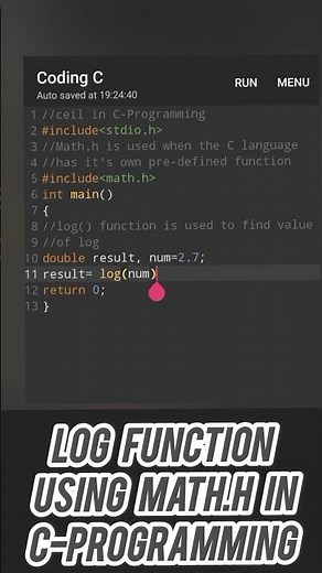 Log Function Using math.h in C-Programming #log #functions #beginners #cprogram