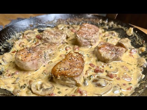 Pork Tenderloin Medallions with a Mushroom and Caper Dijon Cream Sauce