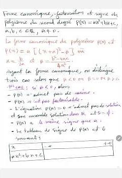 Forme canonique, factorisation et signe du polynôme du second degré : cas 1.