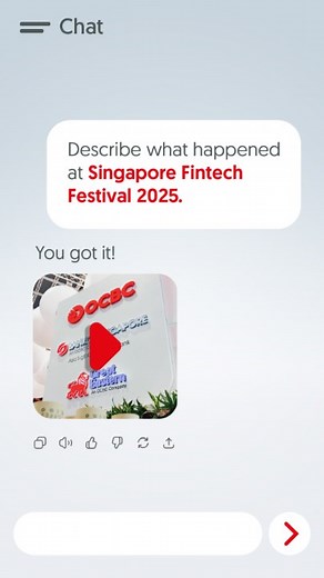 2.7K views · 4 comments | We asked, and AI delivered — just like the SG FinTech Festival 2025. Celebrating a decade of progress, the festival marked 10 years of breakthroughs that continue to redefine the future of finance. At this global event, we unveiled our latest innovations, from AI co-pilots to digital payments solutions. These simplify everyday experiences, making banking smarter, faster, and more intuitive at every touchpoint. | OCBC | Facebook