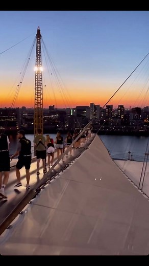 Climbing the O2 Arena at Sunset in London