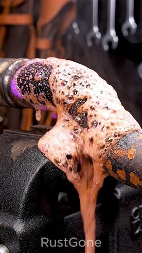 Neon Purple Chrome Revival Rusted Exhaust Pipe Restored to Mirror Shine #rustgone #usa #short