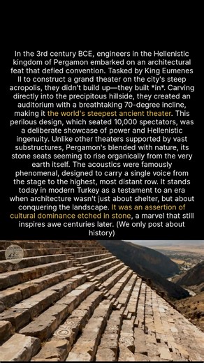 3.3K views · 50 reactions | Pergamons ancient theater was carved into a hillside with the steepest incline in the ancient world. #ancienthistory #archaeology #historyfacts | Ancient Civilizations and Archaeology | Facebook