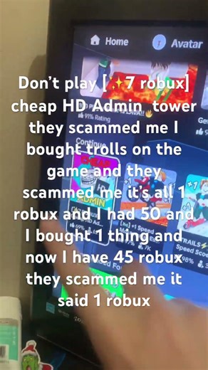 Don’t play [✨7 robux] cheap HD admin tower it’s all a scam