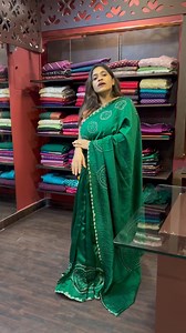 Chiniya silk saree with Bandhini in emerald green Code 19052479 Cost ₹12200 WhatsApp us at 9895355800 for queries | AshimaFashionstore
