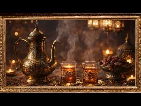 4K Tea Night Ambience ☕ Gentle Steam & Candle Light | Relaxing Background Music 24/7 Loop