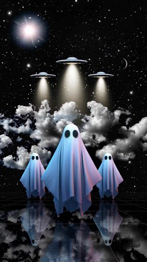 Space Ghosts 👻 UFOs 🛸 💨💨 . . #spaceart #scifi #surrealism #trippyart #ufo #ghosts #aliens #cosmicart #visualart | odellhussey