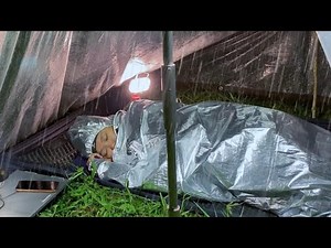 TRANSPARENT PLASTIC TARP IN HEAVY RAIN‼️CAMPING IN HEAVY RAIN‼️