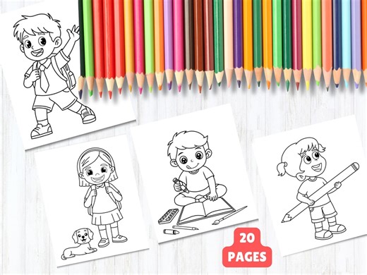 Kids School Coloring Pages Printable PDF | School Activity Sheets | Teacher Resources | Instant Download - Etsy