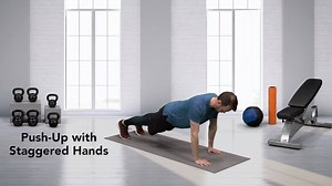 It's Wednesday and that means it is time for another great EDGE App workout to help you and your clients. This week we're demonstrating the Power Step-Up. The Push-Up with Staggered Hands is a great exercise to not only work the upper body and core, but improve shoulder stability. When used with a slower eccentric tempo, this push-up is perfect for stabilization work. Begin in a high plank position with feet hip-width and arms extended. After performing each rep, change hand position slightly wh