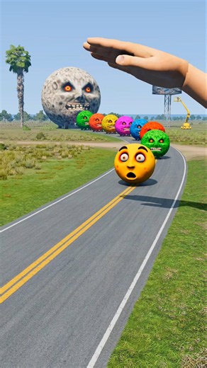 Big & Small Moon Cars vs Giant Hand Slap #16 - BeamNG.Drive