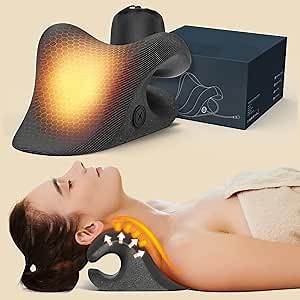 Neck Stretcher for Neck Pain Relief, Cervical Traction Device with Graphene Heating Pad, Neck and Shoulder Relaxer No Smell, Portable Neck Traction Device for TMJ Pain Relief