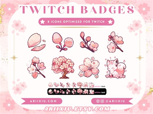 Sakura Bloom Twitch & Discord Badges | Cherry Blossom Sub, Bits, Cheer, Channel Points Icons - Etsy