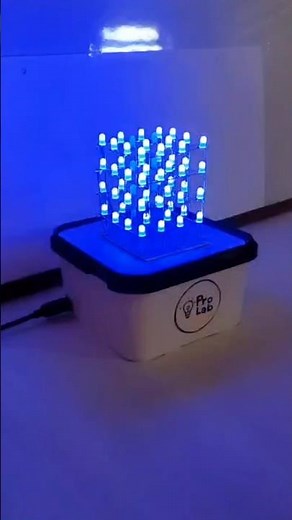 4x4x4 LED Cube running on Arduino and 74HC595 Shift Registers #arduino #ledcube #shorts #smartlamp