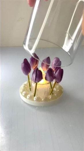 DIY Tulip Lamp 🌷✨ Easy Room Decor Idea #diy #craft #flowers #vivia al a