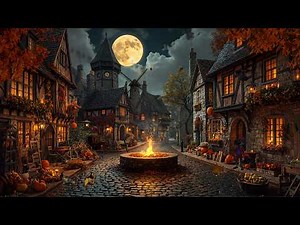 Cozy Autumn Ambience with Relaxing Medieval Village Sounds, Campfire, Falling Leaves, Nature Sound