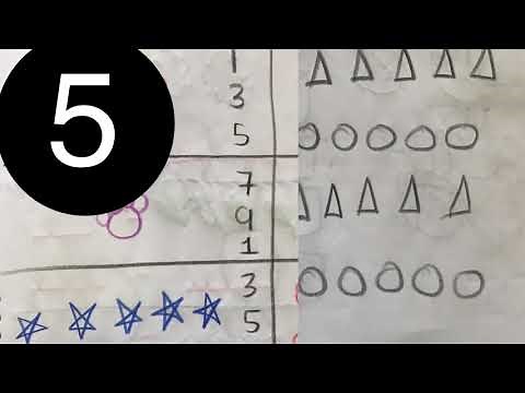 10 ejercicios de matemáticas de preescolar hechos en un cuaderno