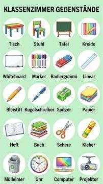 ✏️ Learn German Classroom Objects in 1 Minute | A1 Vocabulary (Klassenzimmer)