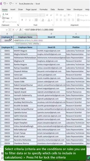 DGET Formula in Excel Explained in 30 Seconds | Excel Tips & Tricks #Shorts