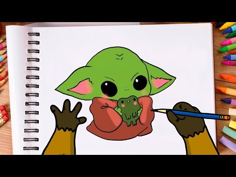 COMO DESENHAR BABY YODA Kawaii | Grogu Fácil Passo a Passo