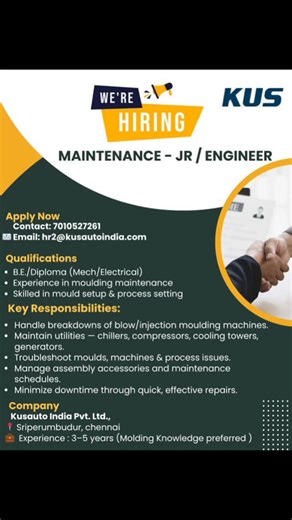 # on roll job # Manufacturing jobs | Chennai Jobs