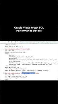 [ Oracle DBA - Performance Tuning ] - Oracle Views to get SQL Performance Details